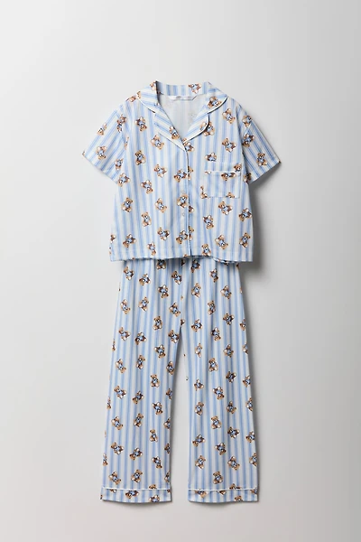 Ensemble pyjama avec haut boutonné et pantalon pour fille