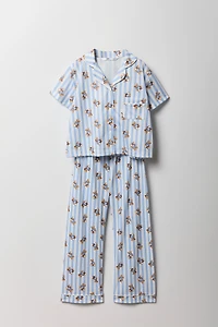 Ensemble pyjama avec haut boutonné et pantalon pour fille