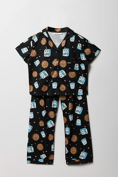 Ensemble pantalon de pyjama et haut boutonné imprimé pour filles