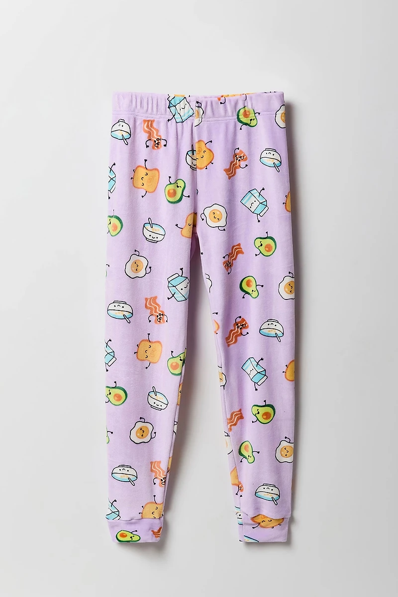 Girls Printed Plush Pajama Pant
