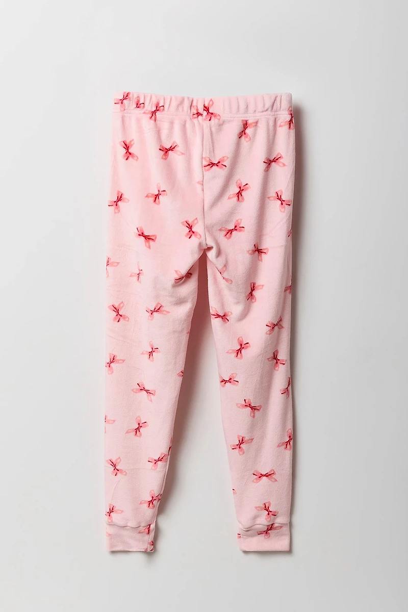 Girls Printed Plush Pajama Pant