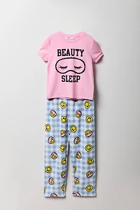 Ensemble pyjama avec t-shirt imprimé et pantalon en peluche pour fille