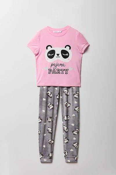 Ensemble pyjama avec t-shirt à imprimé Cute et pantalon en velours pour fille