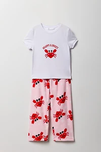 Ensemble pyjama avec t-shirt imprimé et pantalon en peluche pour fille