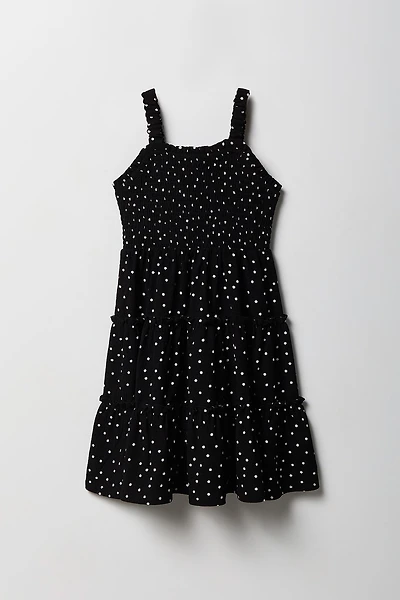 Girls Printed Smocked Tiered Dress