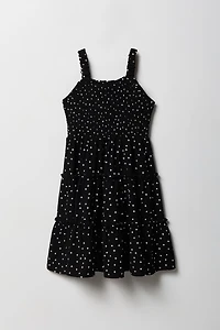 Girls Printed Smocked Tiered Dress