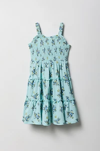 Girls Printed Smocked Tiered Dress