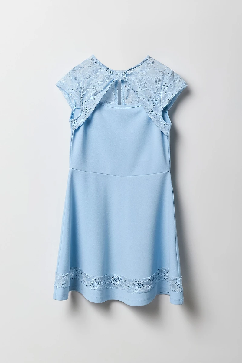 Girls Lace Trim Skater Dress