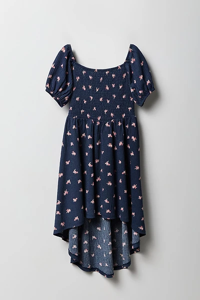 Robe asymétrique à manches bouffantes pour filles