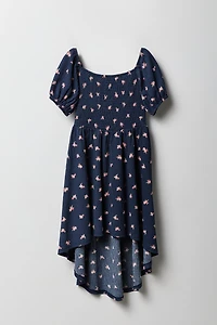 Robe asymétrique à manches bouffantes pour filles