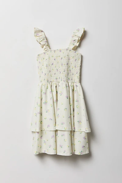 Girls Smocked Tiered Dress