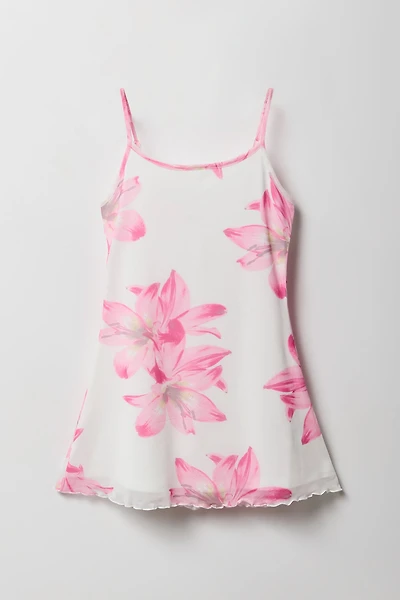 Girls Floral Mesh Cami Dress