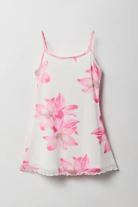 Girls Floral Mesh Cami Dress