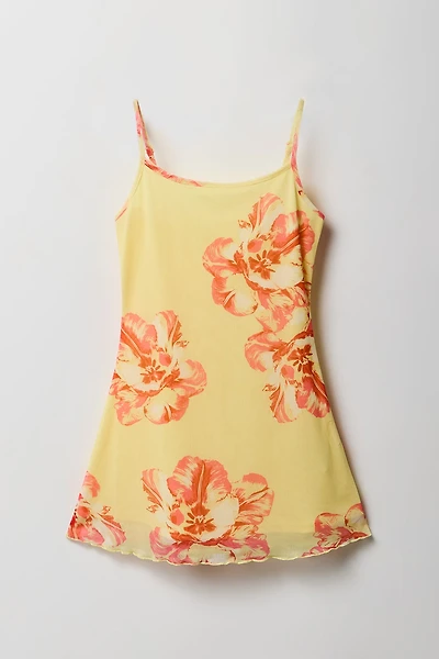 Girls Floral Mesh Cami Dress