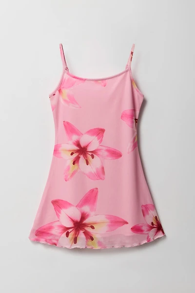 Girls Floral Mesh Cami Dress