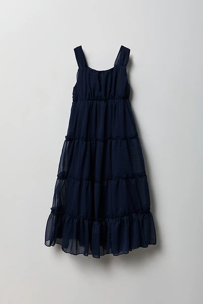 Robe maxi volantée en chiffon pour fille