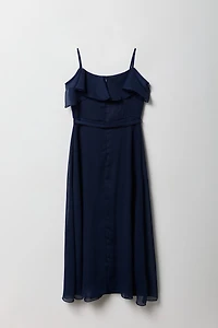 Girls Chiffon Cold Shoulder Maxi Wrap Dress