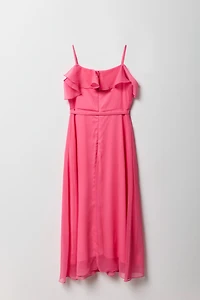 Girls Chiffon Cold Shoulder Maxi Wrap Dress