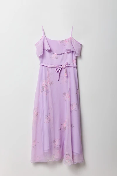 Robe maxi enveloppante en mousseline à épaule dégagée pour filles