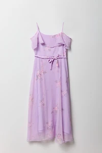 Girls Chiffon Cold Shoulder Maxi Wrap Dress