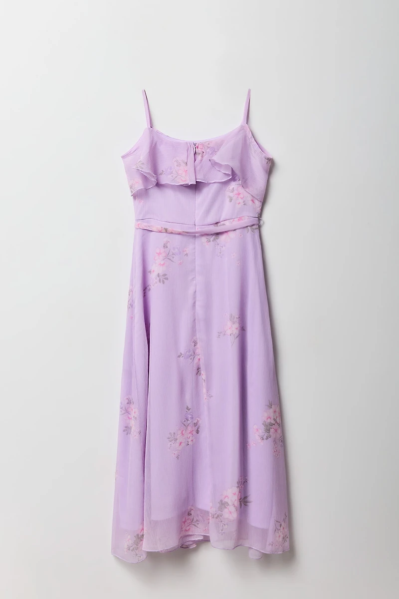 Girls Chiffon Cold Shoulder Maxi Wrap Dress