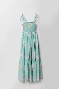 Girls Floral Chiffon Tiered Maxi Dress
