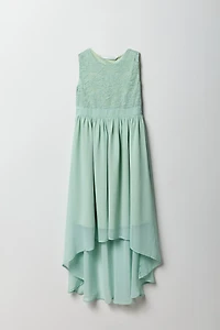 Girls Lace & Chiffon High-Low Dress