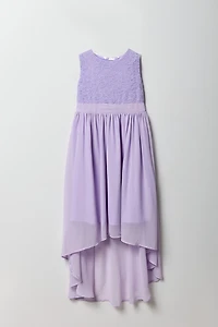 Girls Lace & Chiffon High-Low Dress