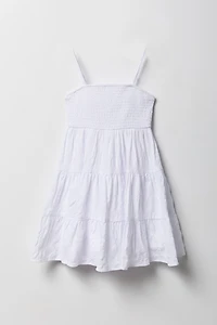 Robe volantée smockée en chiffon pour fille