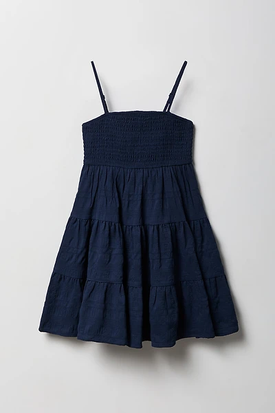 Girls Chiffon Smoked Tiered Dress