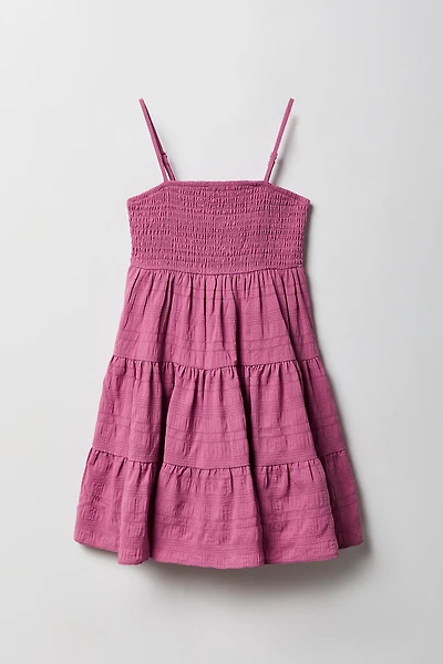 Girls Chiffon Smoked Tiered Dress