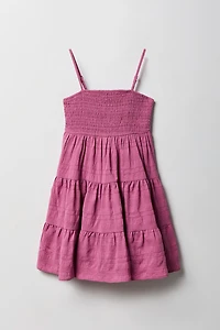 Girls Chiffon Smoked Tiered Dress
