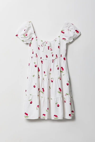Robe volantée smockée imprimée pour fille