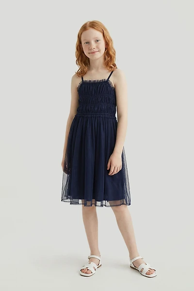 Girls Smocked Tulle Dress