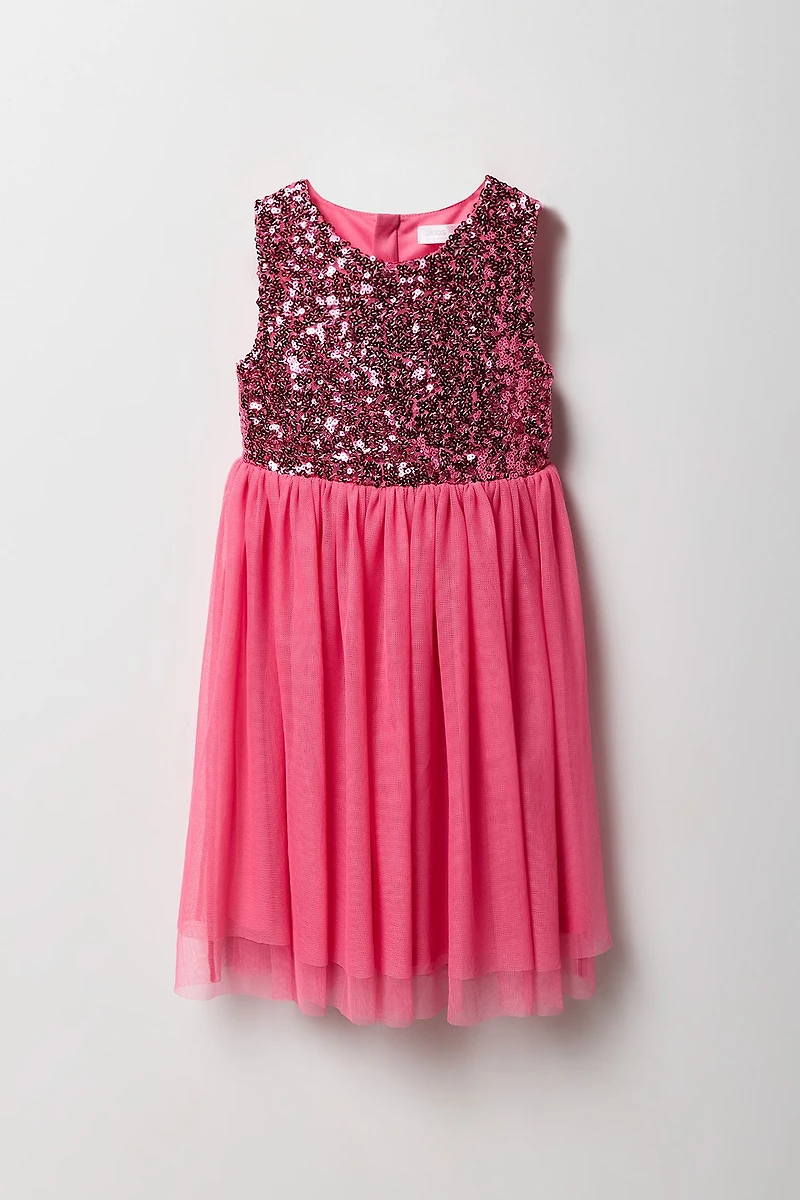 Girls Sequin Tulle Skater Dress
