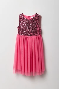 Girls Sequin Tulle Skater Dress