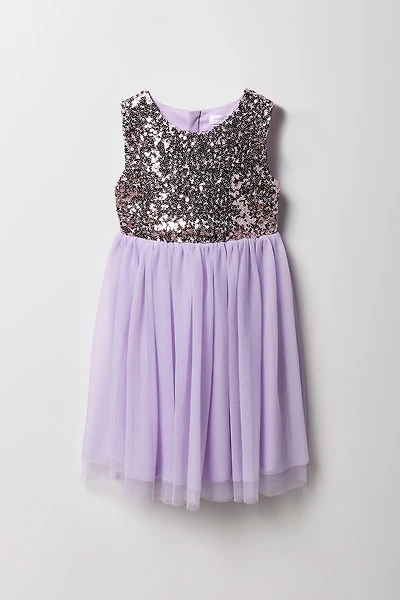Girls Sequin Tulle Skater Dress