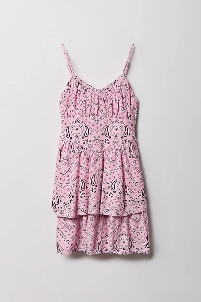 Girls Printed Ruffled Tiered Dress