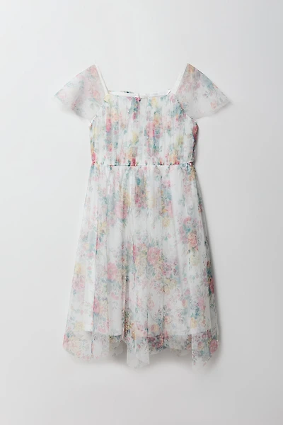 Robe en tulle à manches volantées pour fille