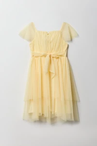 Girls Tulle Ruffle Sleeve Dress