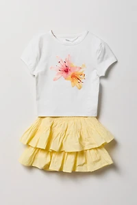 Girls Graphic T-Shirt & Skort Set