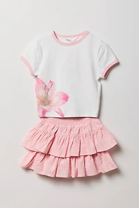 Girls Graphic T-Shirt & Skort Set