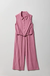 Ensemble avec veste boutonnée texturée et pantalon pour fille