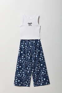 Ensemble avec débardeur imprimé et pantalon pour fille