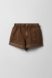 Elastic Waist Denim Short