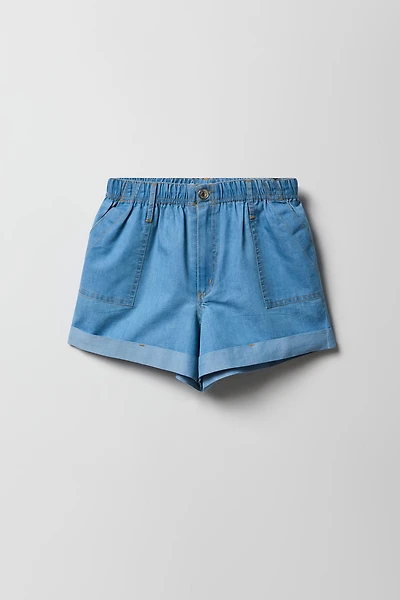 Elastic Waist Denim Short