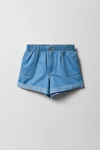 Elastic Waist Denim Short