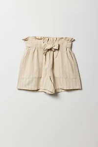 Short en lin à taille froissée pour filles