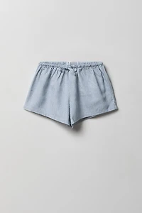 Girls Linen-Blend Pinstriped Short