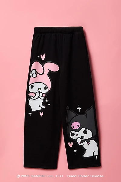 Kuromi™ & My Melody™ Girls Puff Print Wide Leg Fleece Sweatpant